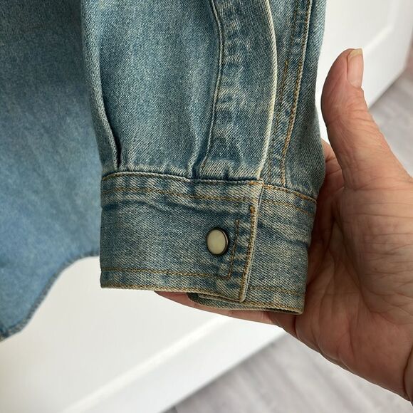 Harley-Davidson Motor Co Vintage Snap Front Denim Shirt Logo on Pocket XL L** - Picture 4 of 9